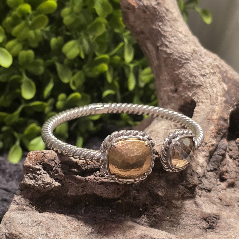 Hinged Cuff Silvertone Bracelet - image 2